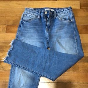 Cutoff straight leg jeans